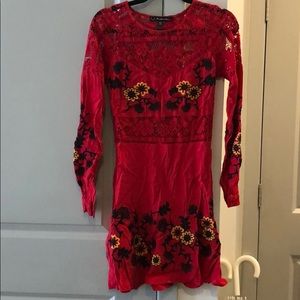 XS For Love & Lemons Lace Embroidered Red Dress!